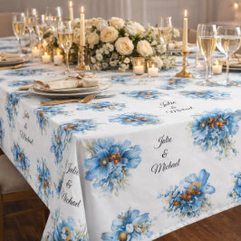 Toalha De Mesa Grinalda Botânica Azul Decoração de Casamento Recé