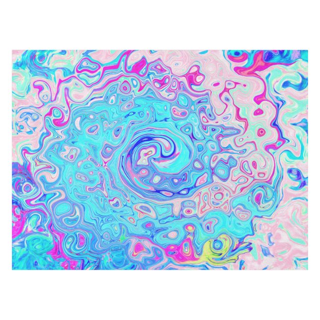 Toalha De Mesa Groovy Abstrato Retro Robin Ovo Blue Swirl (Frente (Horizontal))