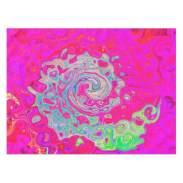 Toalha De Mesa Groovy Abstrato Teal Blue e Red Swirl