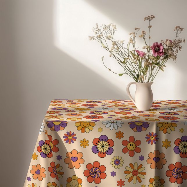 Toalha de Mesa Groovy Anos 70 Cores Pastel Atmosfe (Groovy Tablecloth 70s Pastel Colorful Dining Vibe)
