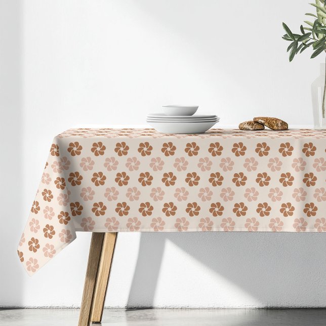 Toalha De Mesa Groovy Floral Tablecloth 70s Sage & Copper Vibes (Groovy Floral Tablecloth 70s Sage & Copper Vibes)