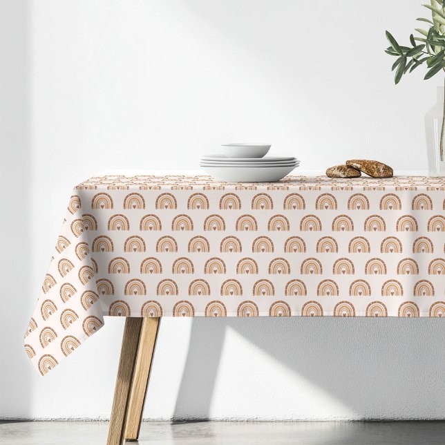 Toalha de Mesa Groovy Rainbows Terracota Cobre Toq (Groovy Rainbows Tablecloth Terracotta Copper Touch)