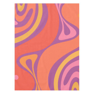Toalha De Mesa Groovy Trippy Retro Aestético Abstrato Colorida