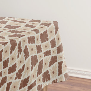 Toalha De Mesa Groovy Wavy Trippy 60s Flor Verifica Castanho Neut