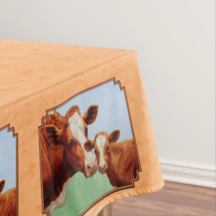 Toalha De Mesa Guernsey Calf e Madre Cow Peach