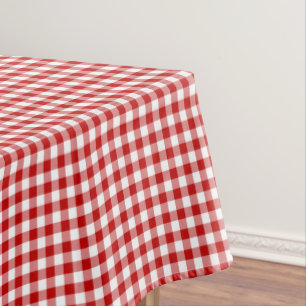 Toalha De Mesa Guingão vermelho e branco antiquado