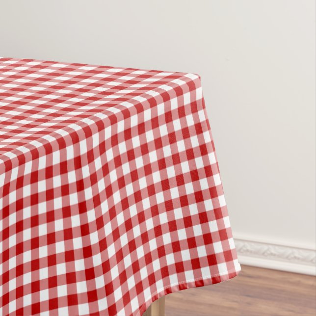 Toalha De Mesa Guingão vermelho e branco antiquado (Posição Original)