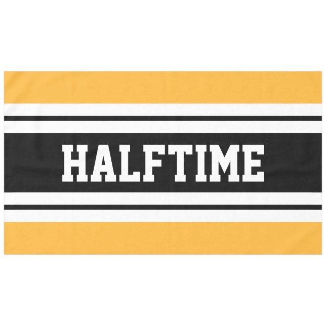 Toalha De Mesa HALFTIME ESPORTE Amarelo Brilhante Stripes Brancas (Frente (Horizontal))