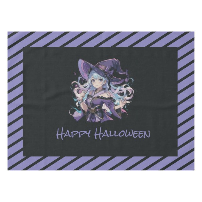Toalha De Mesa Halloween/Bruxa/púrpura (Frente (Horizontal))