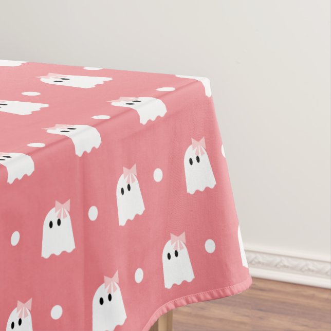 Toalha De Mesa Halloween Ghost Girl Patterno Birthday Pink (Posição Original)