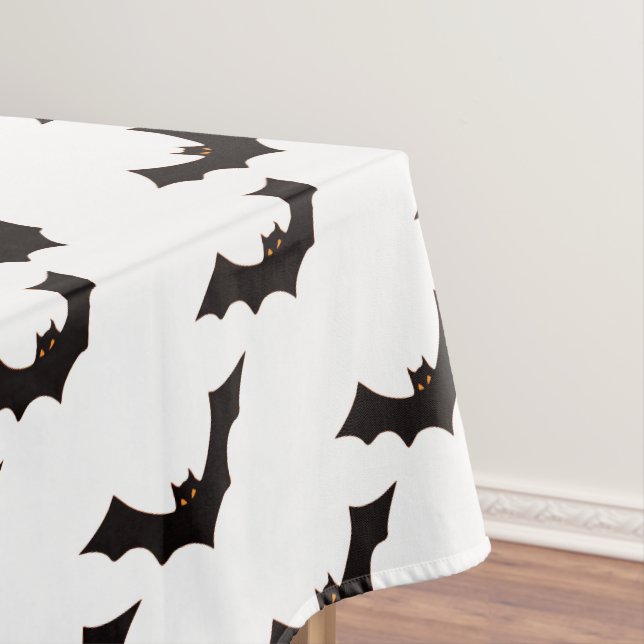 Toalha De Mesa Halloween, Padrão De Morcegos, Truque Ou Tratament (Posição Original)