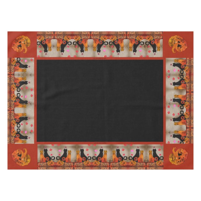 Toalha De Mesa Halloween Tabby Cat Tablecloth (Frente (Horizontal))