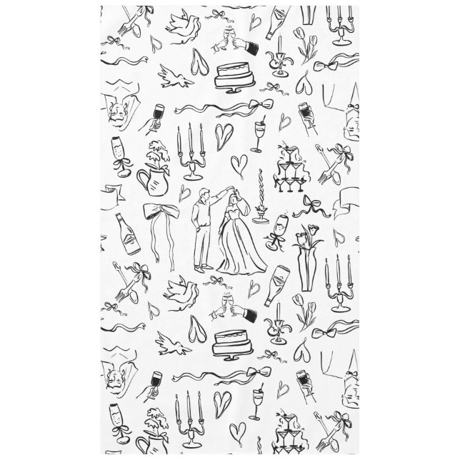 Toalha De Mesa hand drawn wedding marriage bridal toile (Frente)