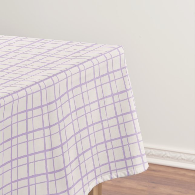 Toalha De Mesa HandDrawn Organic Grid Check Dusty Lilac (Posição Original)