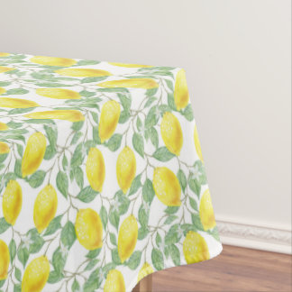 Toalha de Mesa Happy Lemons Folhas Amarelas e Verd