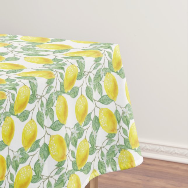 Toalha de Mesa Happy Lemons Folhas Amarelas e Verd (Posição Original)