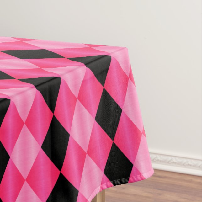 Toalha De Mesa Harlequin dobrado, preto-rosa-60x84 TABLECLOTH (Posição Original)