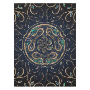 Toalha De Mesa Héate Rodo Ornamento Marble e Dourado