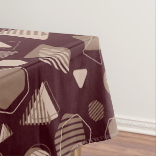 Toalha De Mesa Hexágono e Triângulo Rosa e Castanho no Padrão Mar