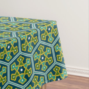 Toalha De Mesa Hexágono Turco Verde Amarelo Oriental Amarelo