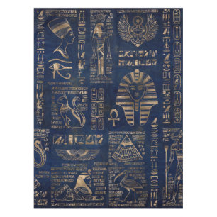 Toalha De Mesa Hieroglyphs e deidade-ouro egípcios no mármore