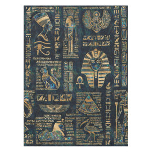 Toalha De Mesa Hieroglyphs e deidades egípcios - olmo e ouro
