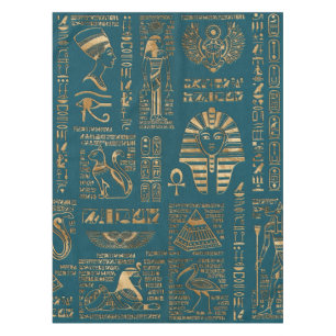 Toalha De Mesa Hieroglyphs e deidades egípcios - ouro na cerceta