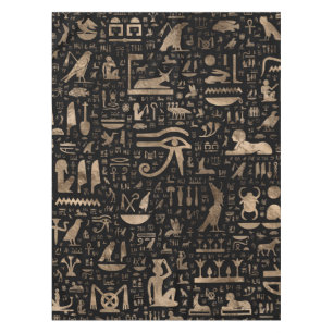 Toalha De Mesa Hieroglyphs egípcios antigos - preto e ouro