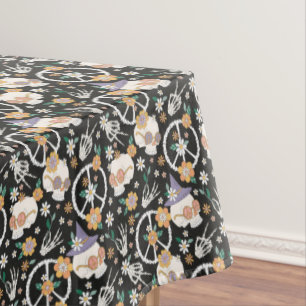 Toalha De Mesa Hippie Halloween Skulls and Flowers Standard