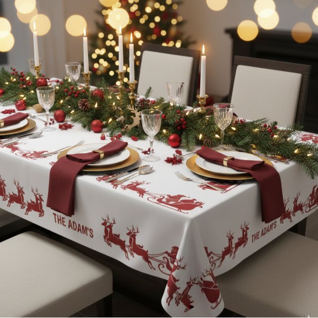 Toalha De Mesa Ho Ho Ho Santa Sleigh Ride Christmas Tablecloth (Criador carregado)
