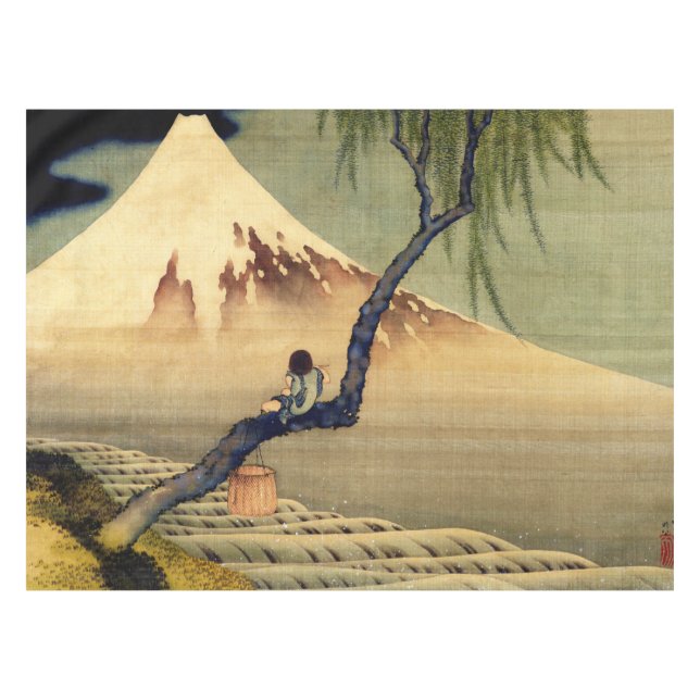 Toalha De Mesa Hokusai Boy Vivendo o Monte Fuji Japonês (Frente (Horizontal))