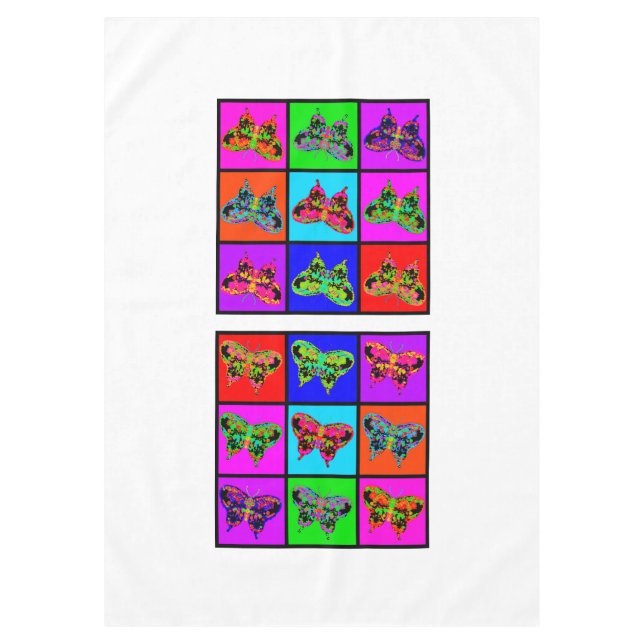 Toalha De Mesa holiES - Mosaico de Borboletas Psicodélicas (Frente)