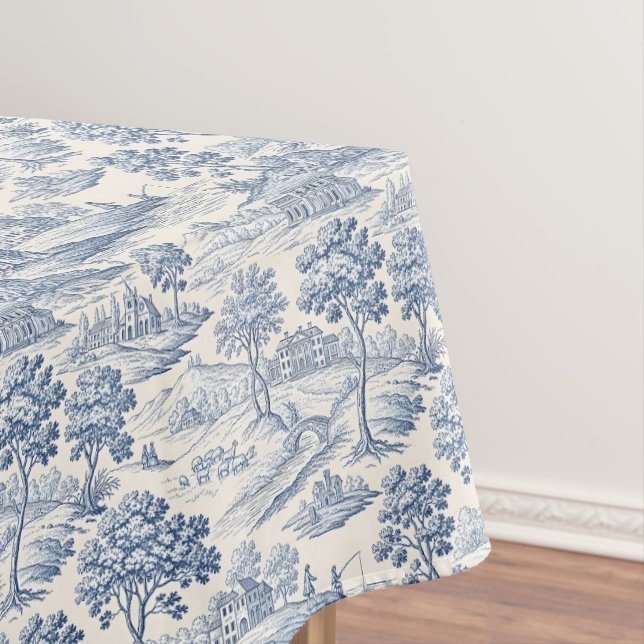 Toalha De Mesa Homestead Toile Blue (Posição Original)
