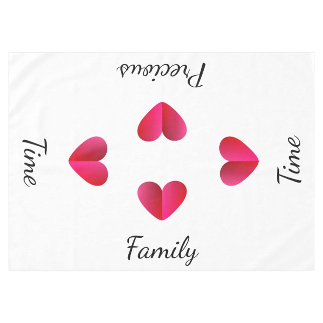 Toalha De Mesa Horário da Família Precioso Corações Rosa (Frente (Horizontal))