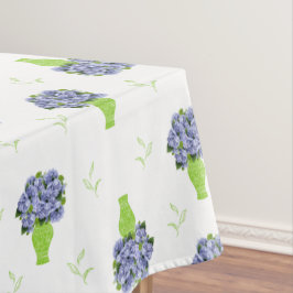 Toalha De Mesa Hortênsia Azul Vaso Verde Padrão Costeiro