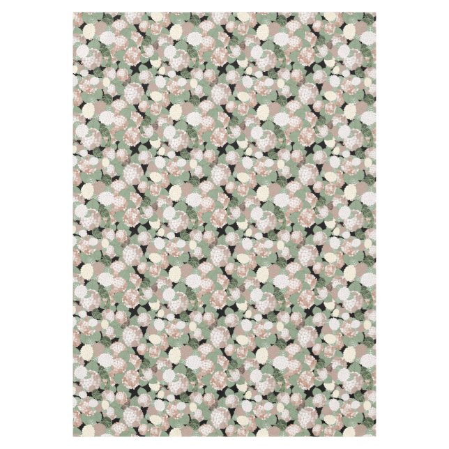 Toalha De Mesa  Hortensias Verdes y Pájaros (Frente)
