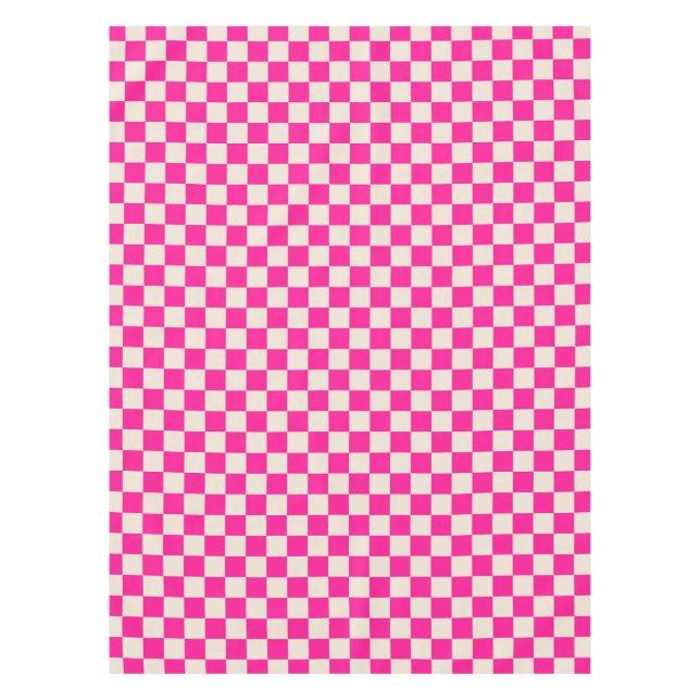 Toalha De Mesa Hot pink and tan checkerboard pattern (Frente)
