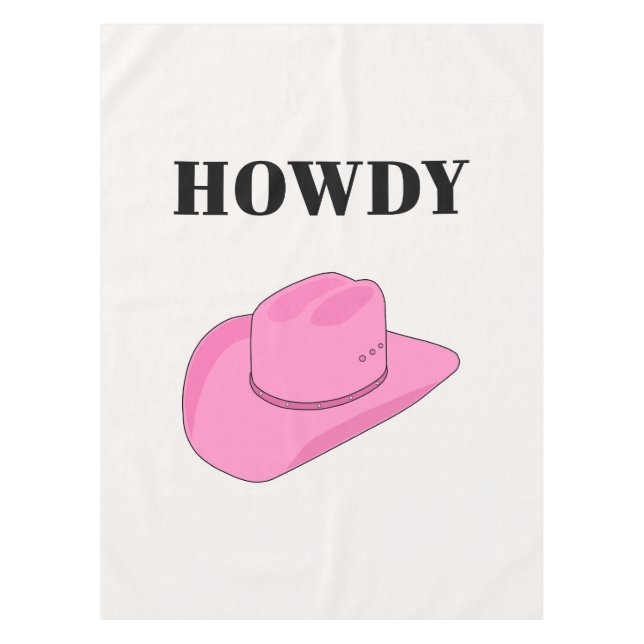 Toalha De Mesa Howdy Cowboy Hat Pink (Frente)