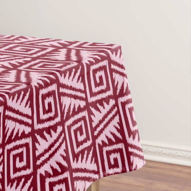 Toalha De Mesa Ikat Aztec Pattern - Borgonha e Rosa (Posição Original)