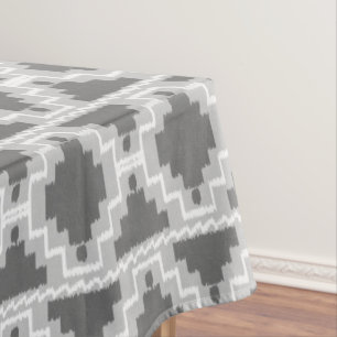 Toalha De Mesa Ikat Aztec Tribal - Cinzas escuras e claras / Cinz