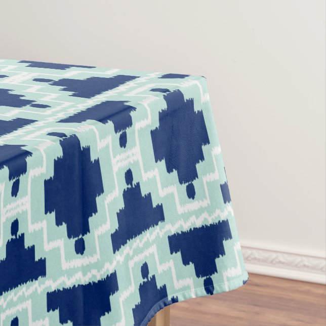 Toalha De Mesa Ikat Aztec Tribal - Indigo e azul claro (Posição Original)