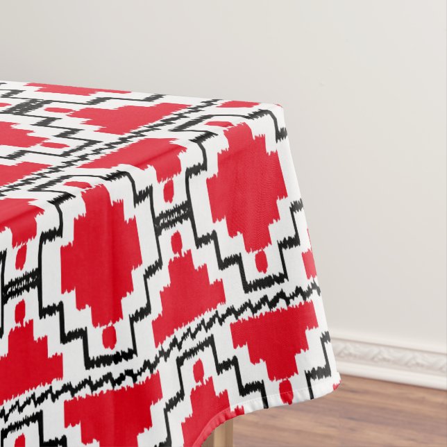 Toalha De Mesa Ikat Aztec Tribal - Vermelho, Preto e Branco (Posição Original)