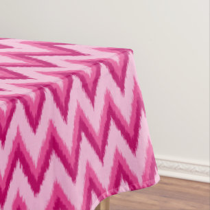 Toalha De Mesa Ikat Chevron Stripes - Fuchsia e rosa pálido