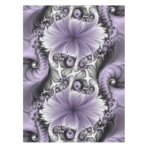 Toalha De Mesa Ilusão Lilás Arte Fantasia Floral Abstrata Fractal