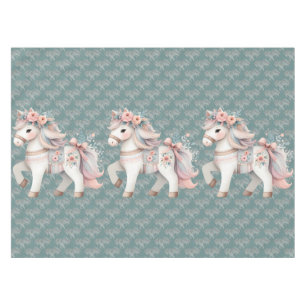 Toalha De Mesa Ilustração da Fantasia Floral Pastel Horse