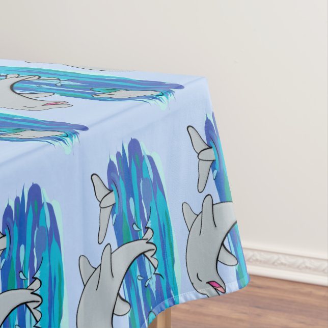 Toalha De Mesa Ilustração de desenho animado de golfinhos alegres (Posição Original)