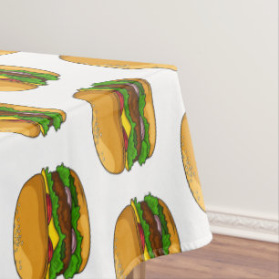 Toalha De Mesa Ilustração de desenho animado de hambúrguer