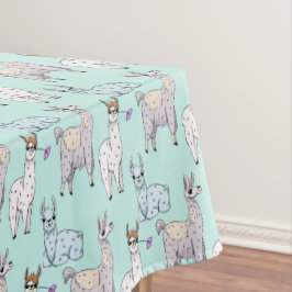 Toalha De Mesa Ilustração do padrão Llama em verde