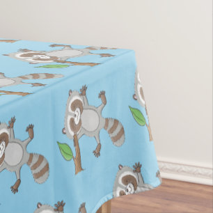 Toalha De Mesa Imagem de desenho animado de bebê guaxinim feliz e