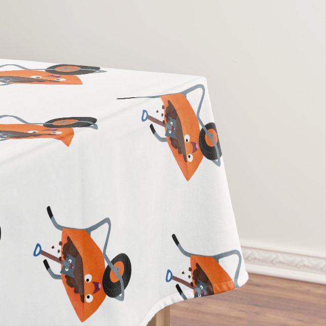 Toalha De Mesa Imagem de desenho animado de carrinho de mão laran (Posição Original)